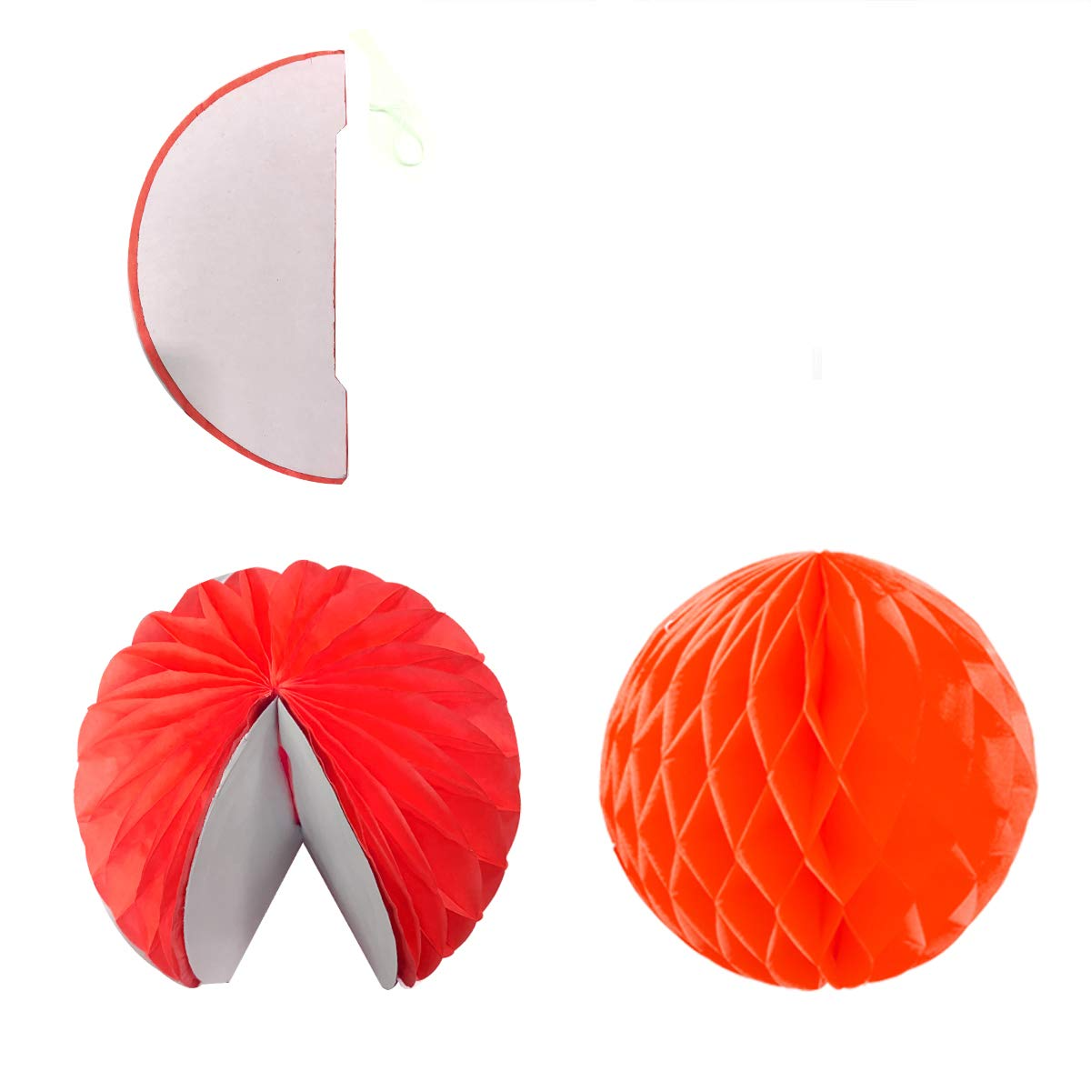 (20-tlg. Set) Papier Pompon's Deko Fächer Rosetten Party / Geburtstag / Hochzeit - Rot / Weiss