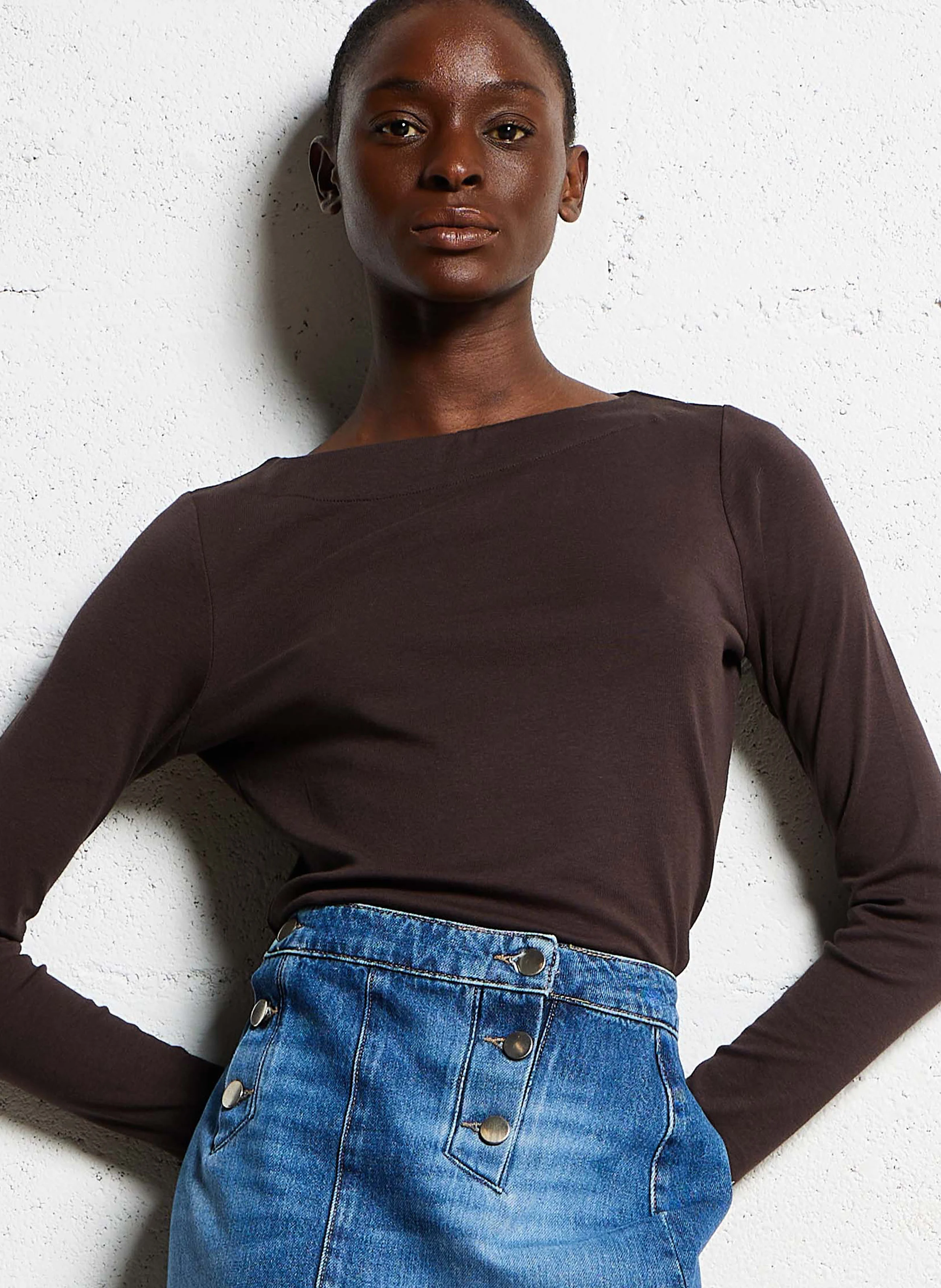 TANGUY - Tee-shirt droit col rond | Marron