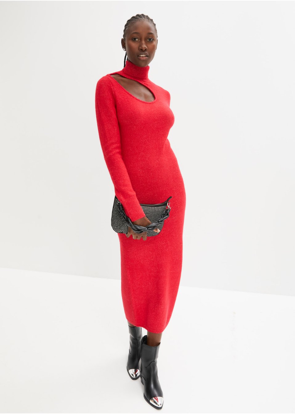 Robe longue en maille avec découpes