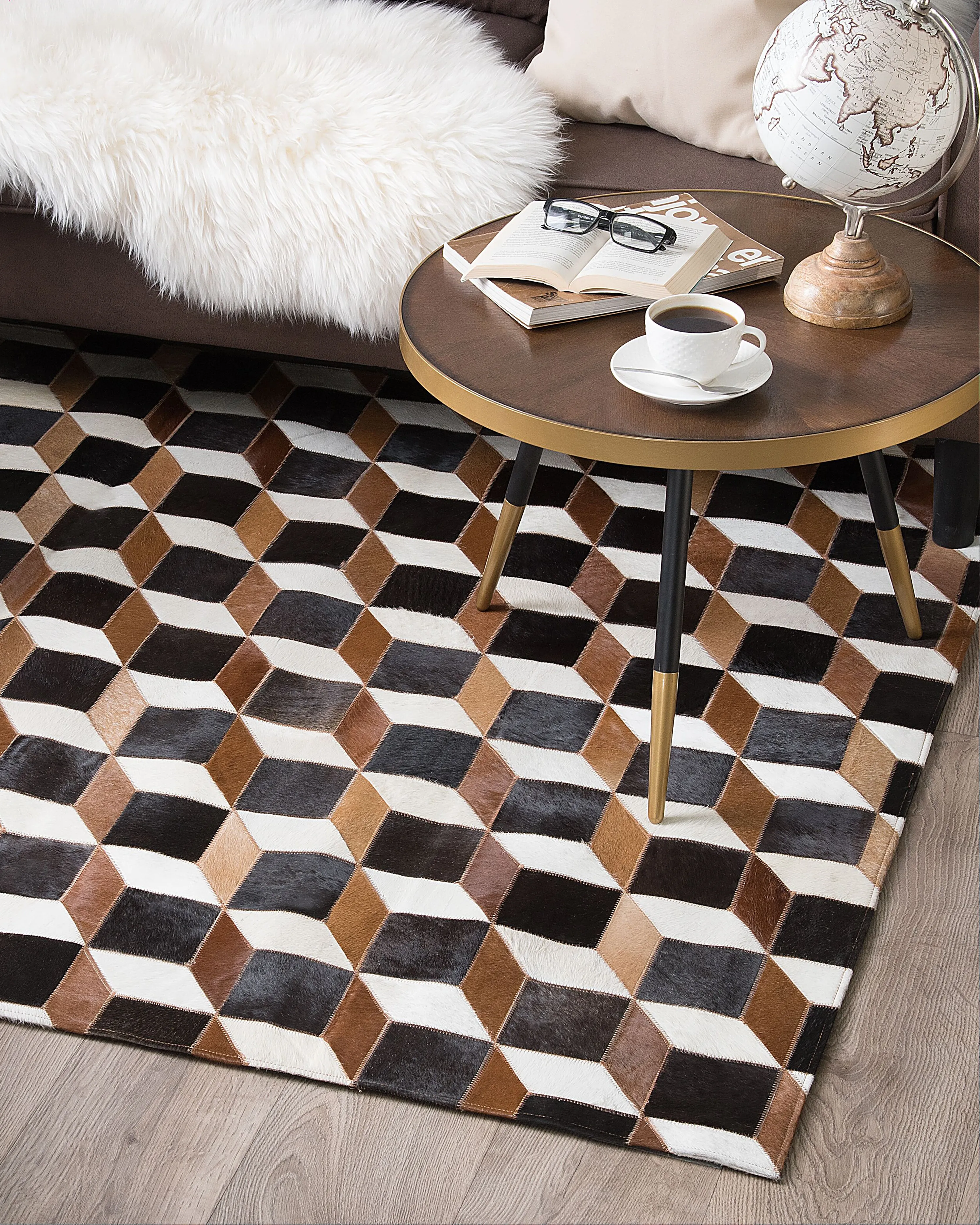 Vloerkleed ALPKOY Bruin 140 x 200 cm Leer