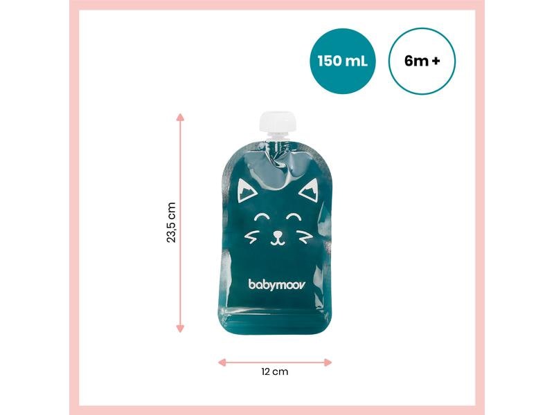 Babymoov Nahrungsbehälter ISY Set Quetschbeutel 20 x 150 ml Wiederverwendbare Quetschbeutel für Babymahlzeiten