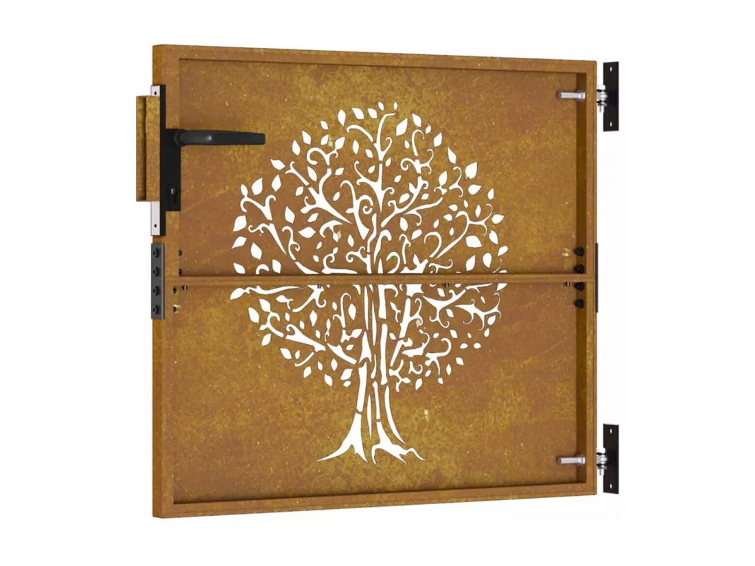 Portail de jardin 85x75 cm acier corten conception d'arbre
