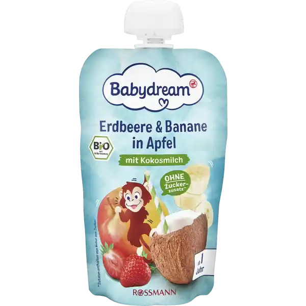 Bio Erdbeere & Banane in Apfel mit Kokosmilch