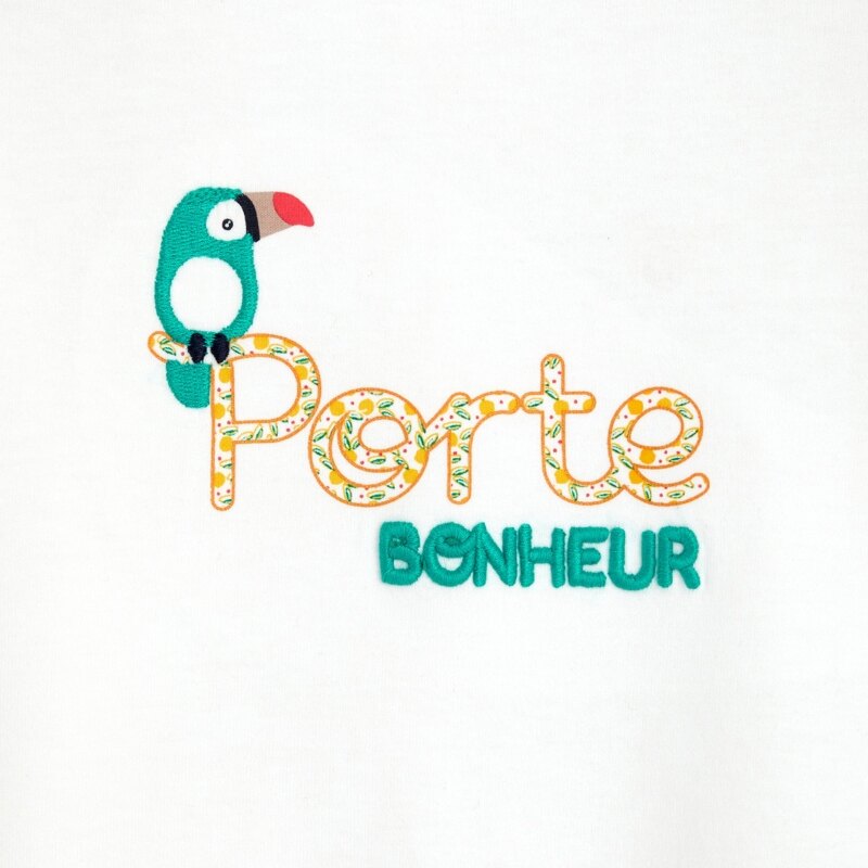 T-shirt à volants toucan blanc bébé fille Blanc