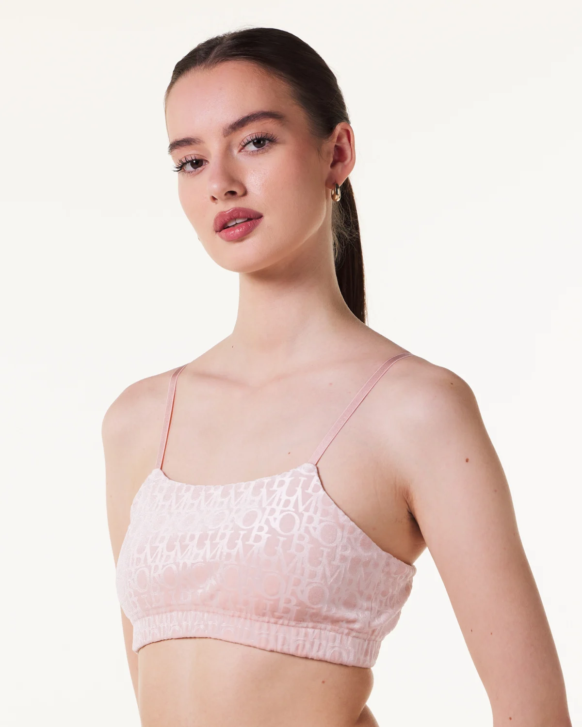 Bumpro Logomania Velour Bralette Pink Evening