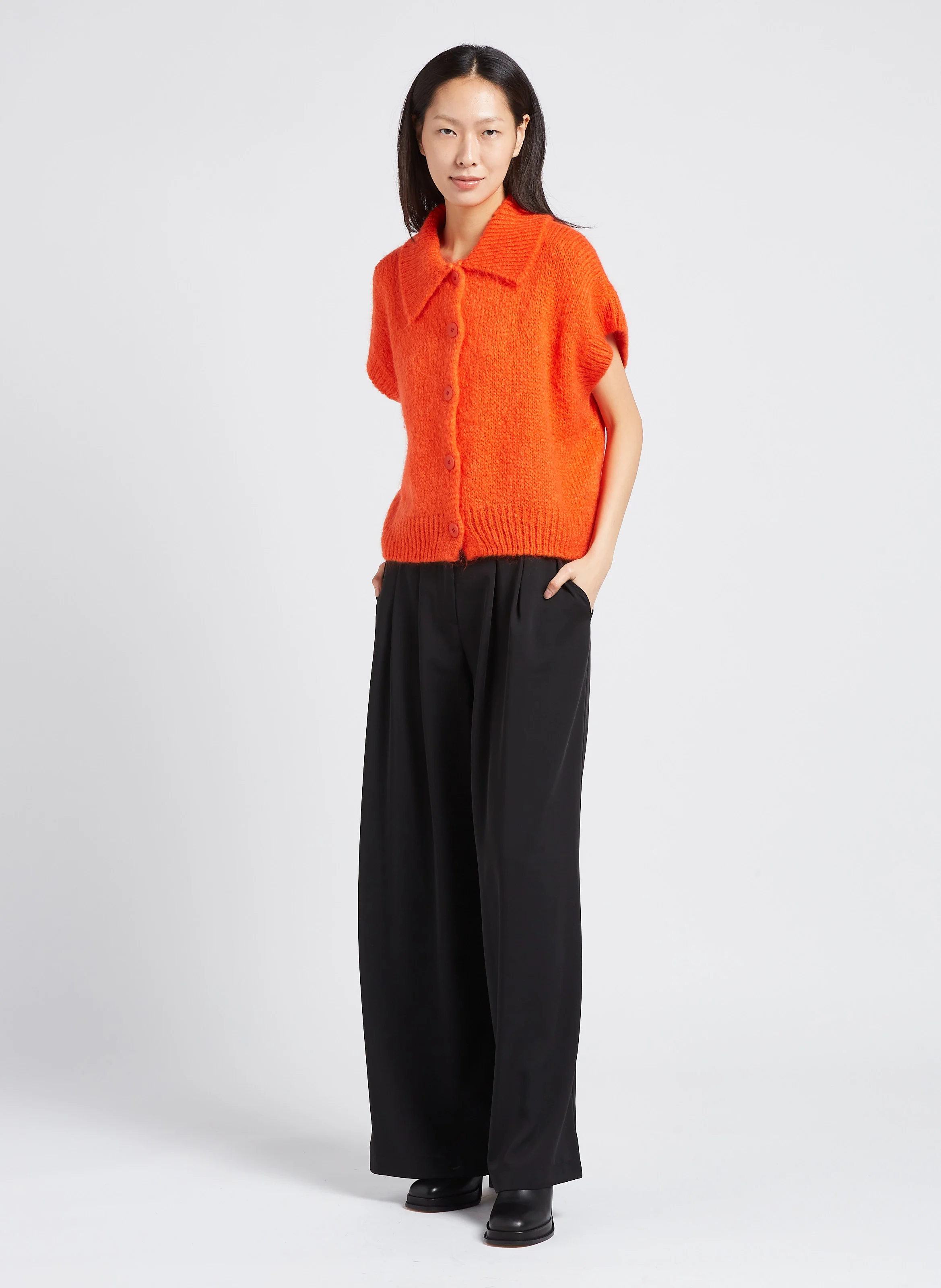 Pantalon large palazzo fluide | Noir