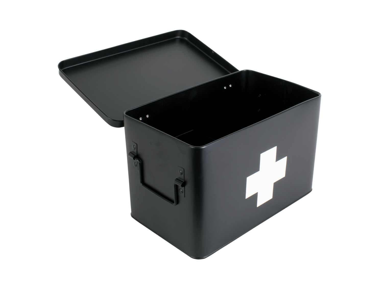 Medicine storage box large metal matt black