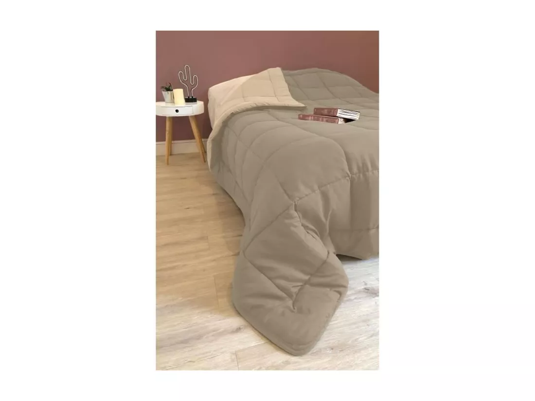 Couette Microfibre 400g/m2 CALGARY Taupe + Lin 220x240cm