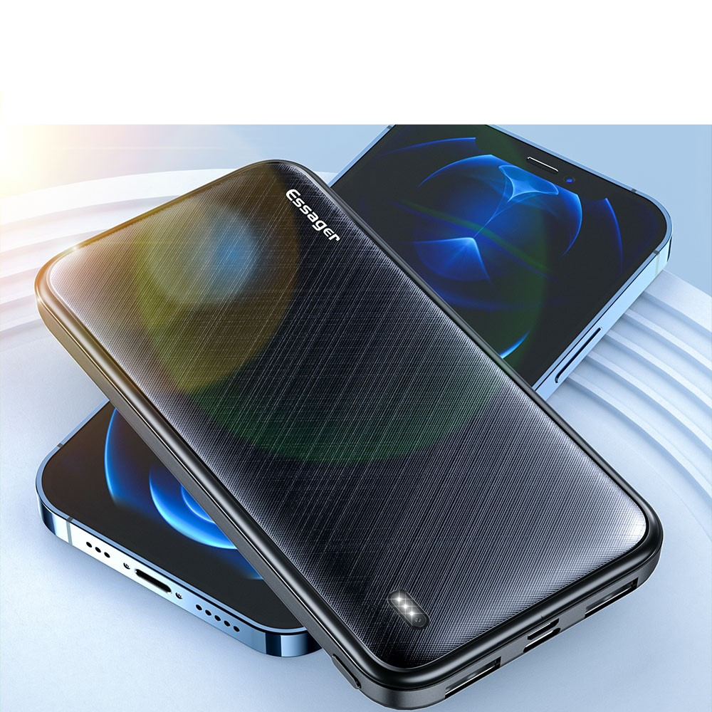 10000mAh Dual USB A Powerbank mit LED Anzeige - Schwarz