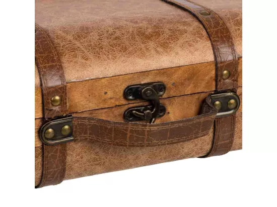 Valise en bois marron 38x23x13