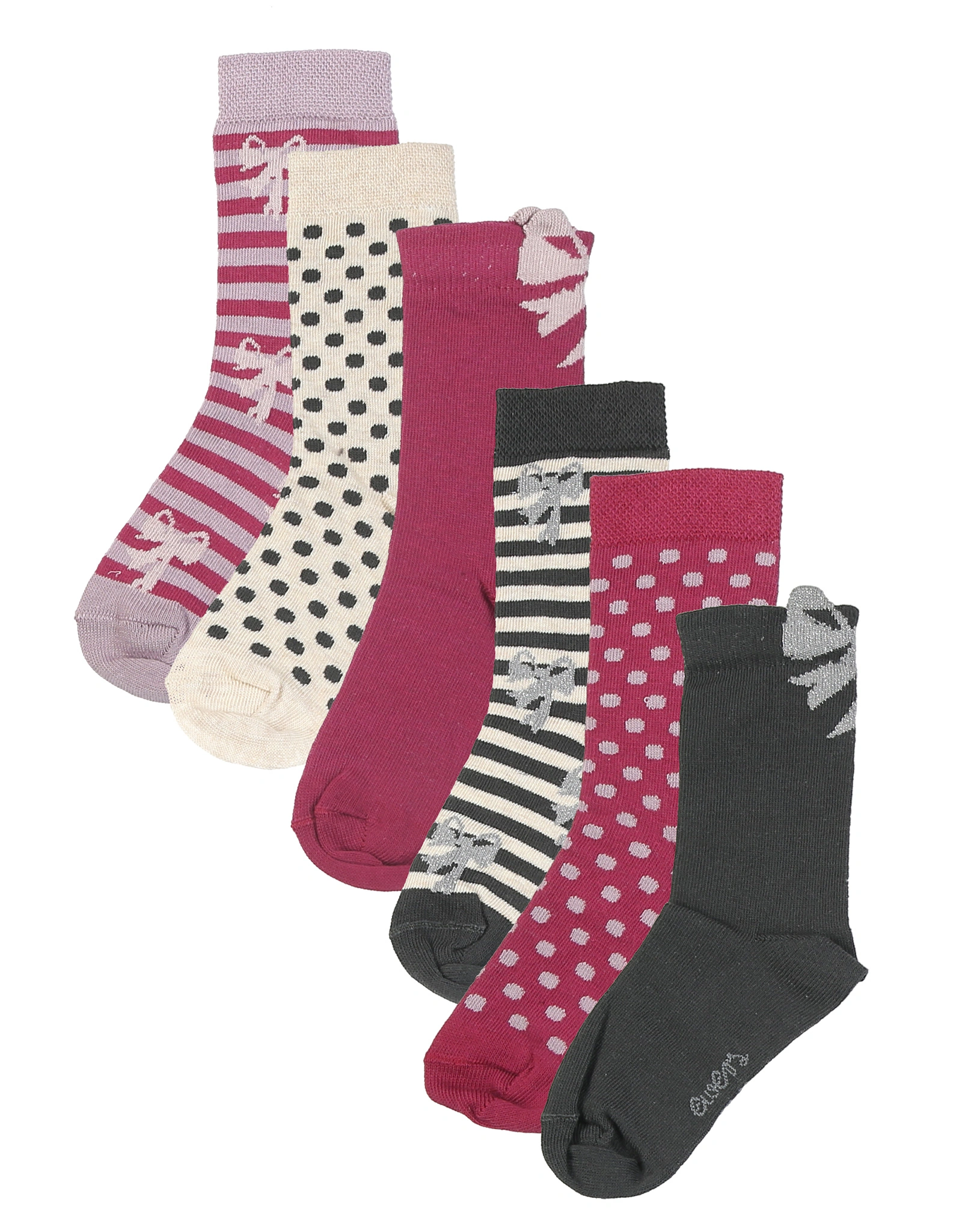 Söckchen SCHLEIFCHEN 6er Pack in marone/steingrau