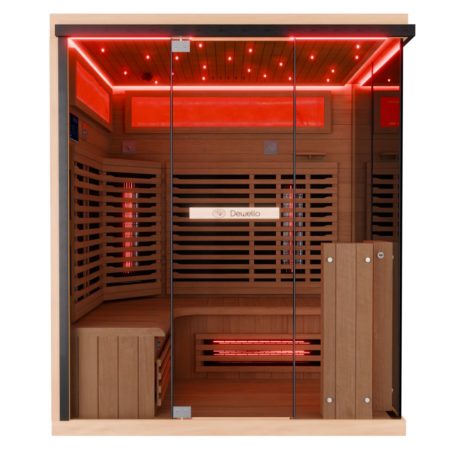 Dewello® Infrarotkabine Infrarotsauna KENORA 160x120 für 2-3 Personen aus Hemlockholz, Dual-Therm