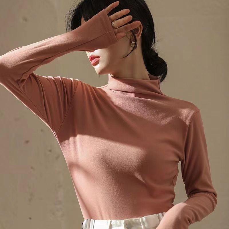 Dream Drop - T-shirt met lange mouwen en hoge hals, effen