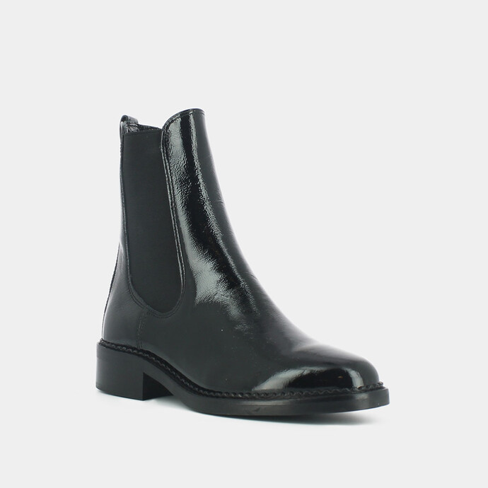 Bottines à élastiques  en cuir vernis noir
