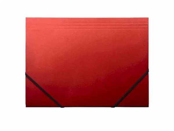 Elastikmappe Q-Line A4 rød m/3 klapper & elastik blank - (10 stk.)