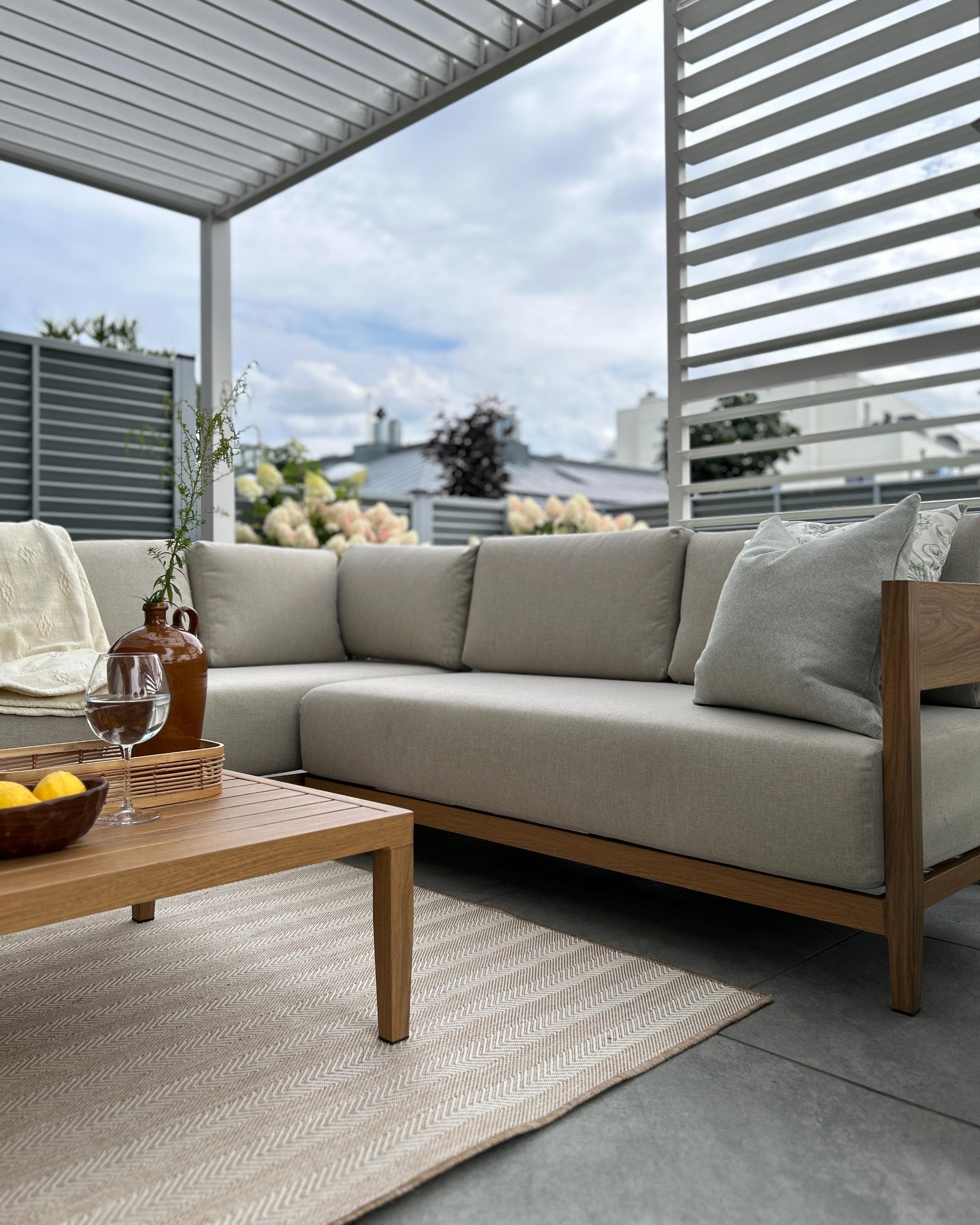 Tuin hoekloungeset met tafel 5-zits SAMPIERI linkszijdig Metaal Lichtbruin