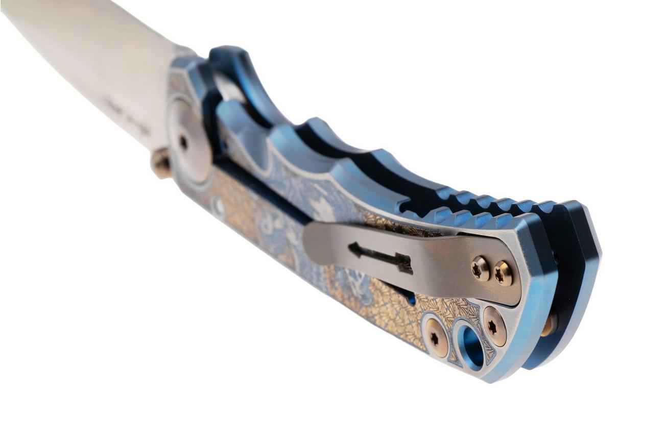Spartan Blades Harsey Folder Angel USSF5ANGL, Stonewashed MagnaCut, Blue/Gold Titanium, Gold Hardware zakmes