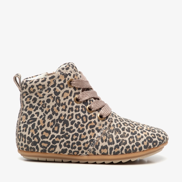 Groot leren babyschoenen met luipaardprint