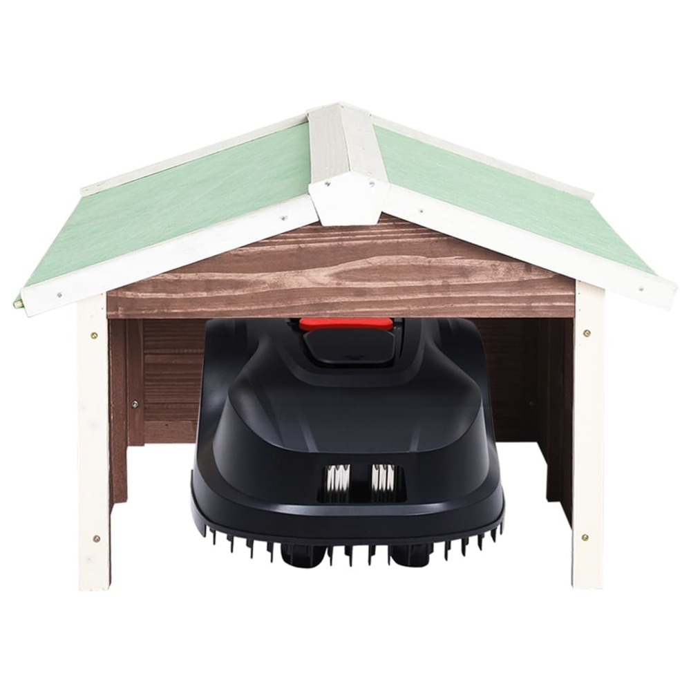 Garage de tondeuse à gazon 72x87x50 cm moka et blanc sapin