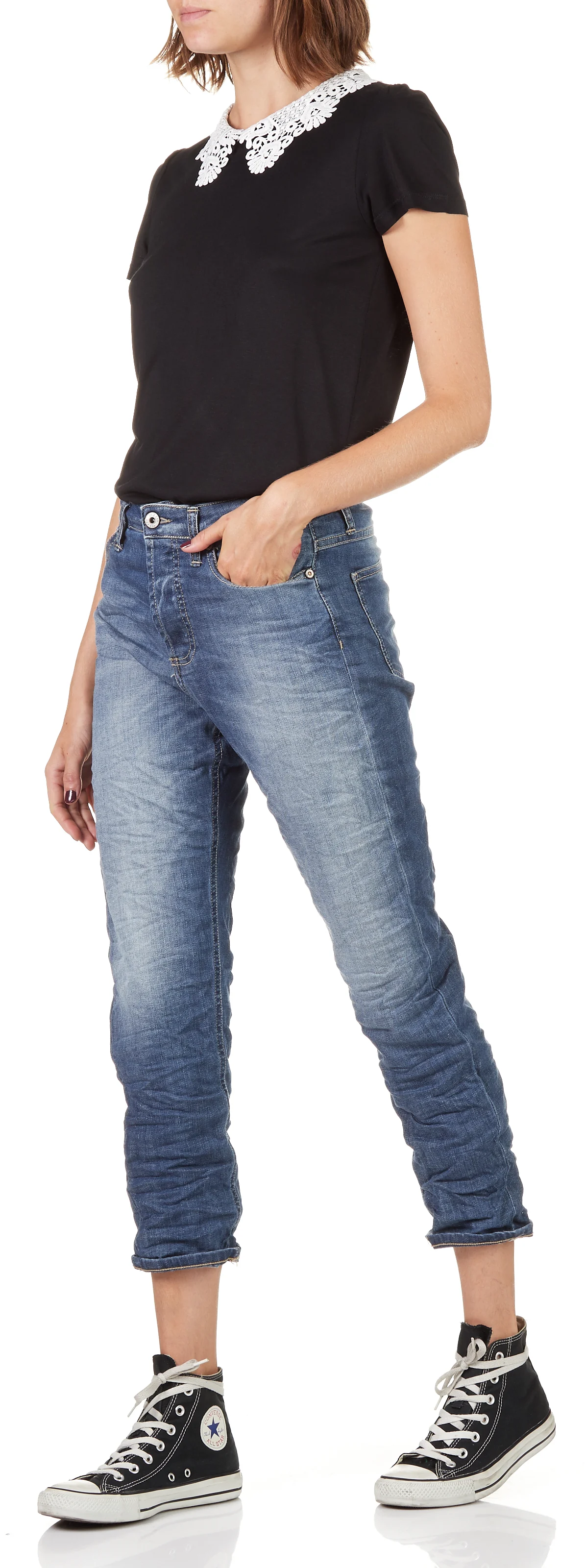Jean cropped délavé | Bleu
