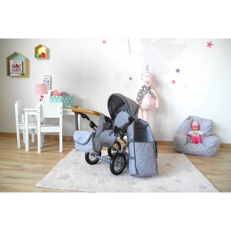knorr toys® Puppenwagen Ruby - stone brown grau