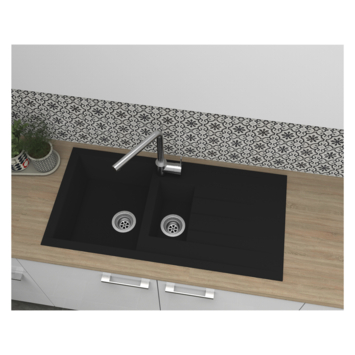 Levica Spoelbak Noa 100x50 cm zwart met 1,5 spoelbak