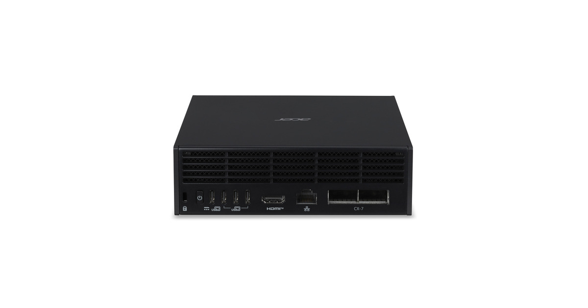 AcerVeriton GN100 AI Mini Workstation pc-systeem  (Zwart/grijs | NVIDIA GB10 Superchip | NVIDIA Blackwell | 128 GB | 4 TB SSD | QSFP Stacking kabel )