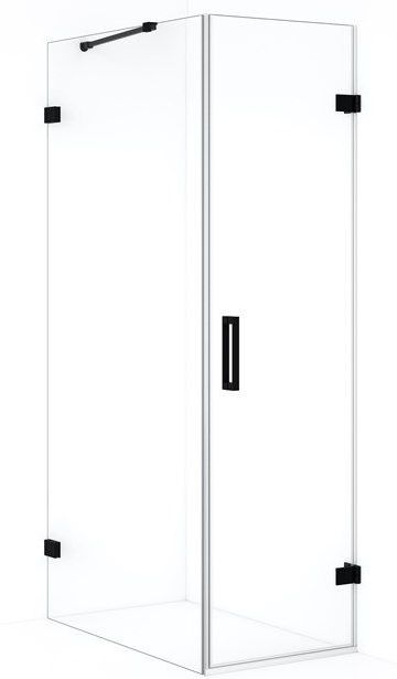 Diamond Douchecabine | 90x60 cm Mat zwart Helder glas Draaideur Rechthoek