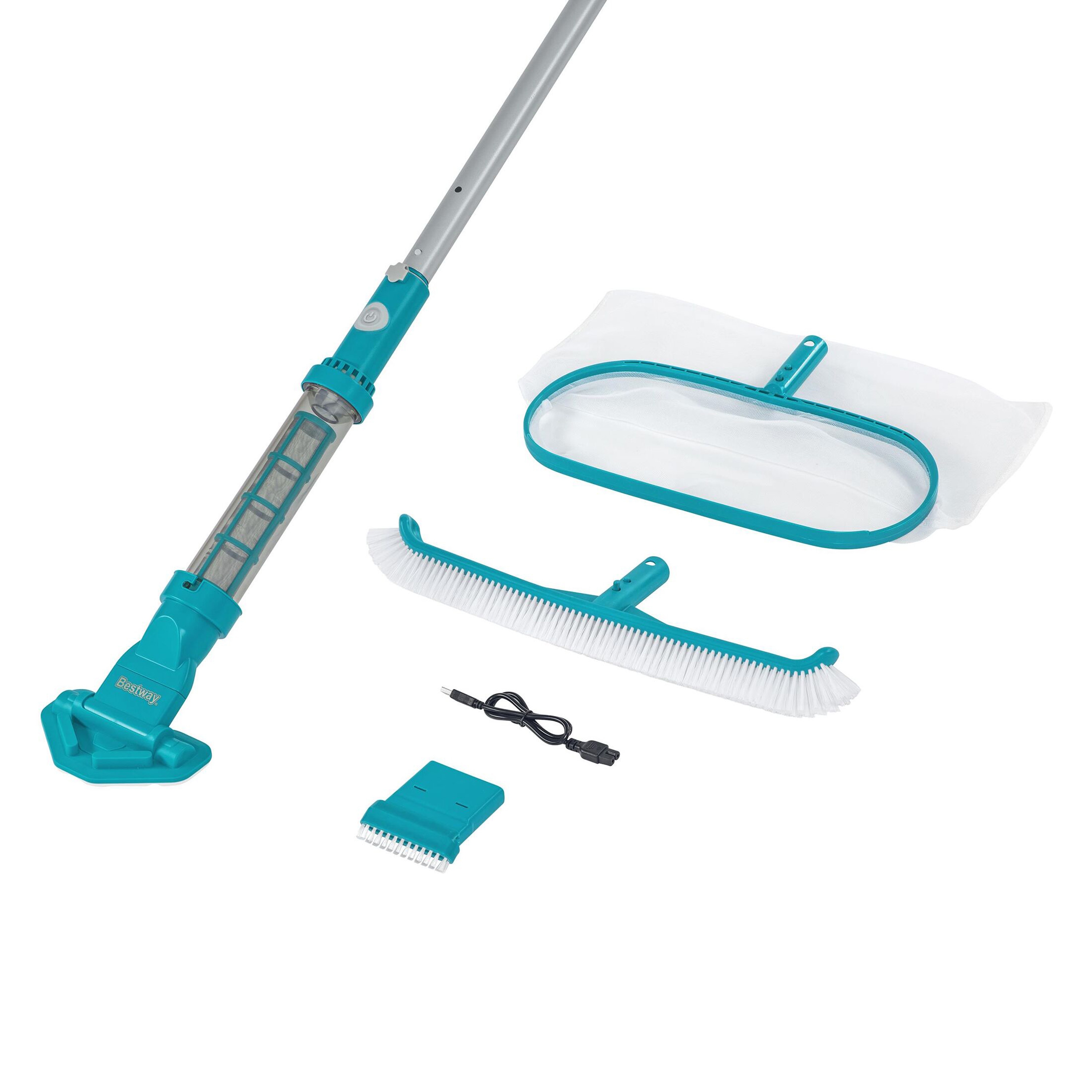 Poolsauger Set AquaSurge kabellos mit Kescher und Bürste