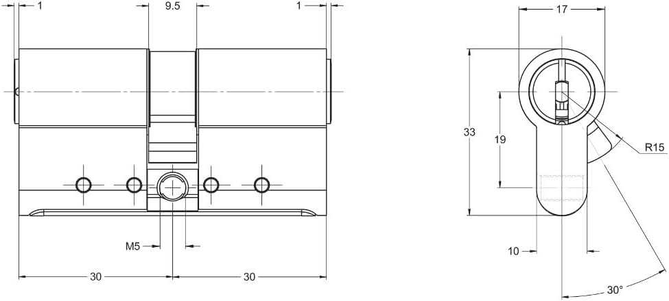 KESO 8000 Omega² 81.A16 Doppelzylinder 30/40 mm | Modularer Schließzylinder Profilzylinder | Aktiv-Kopierschutz Not- und Gefahrenfunktion/Prioritätsfunktion | Sicherungskarte + 5 Schlüssel