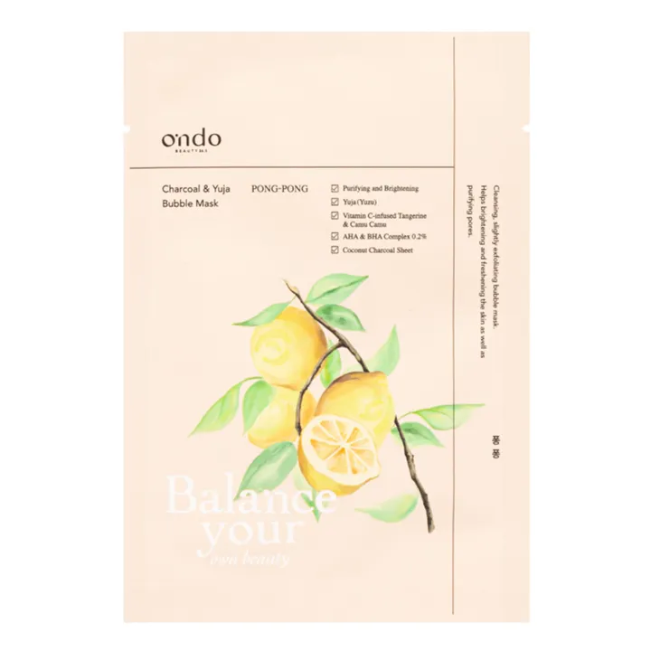 Ondo Beauty Masque en tissu nettoyant aux acides AHA et BHA - 25 ml