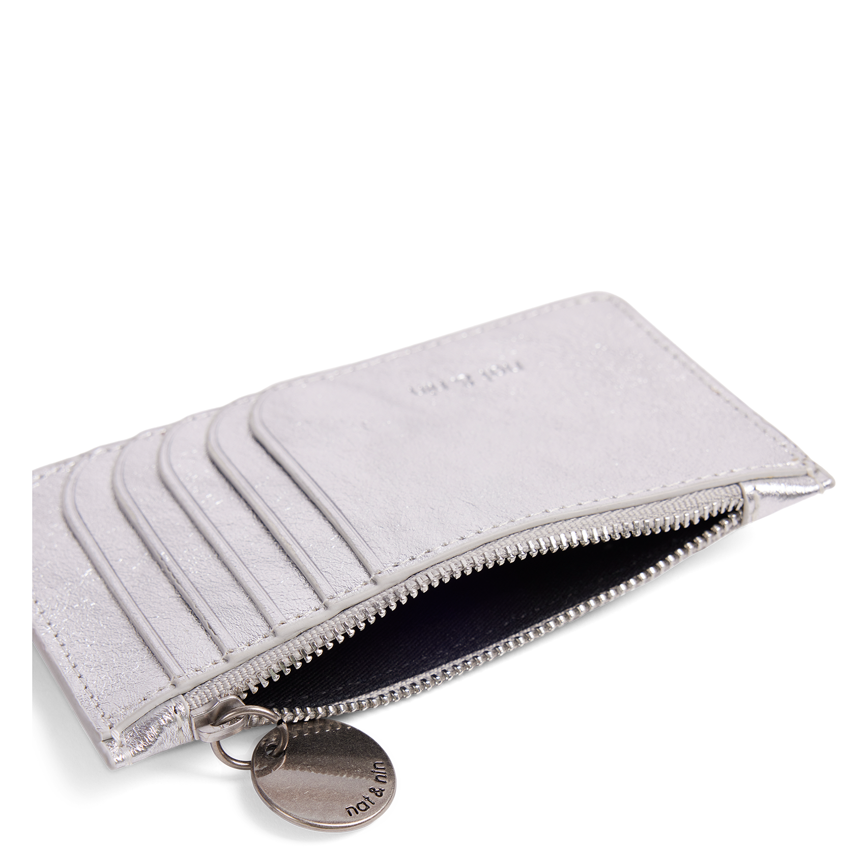 ALIX - Porte-cartes zippé en cuir | Gris