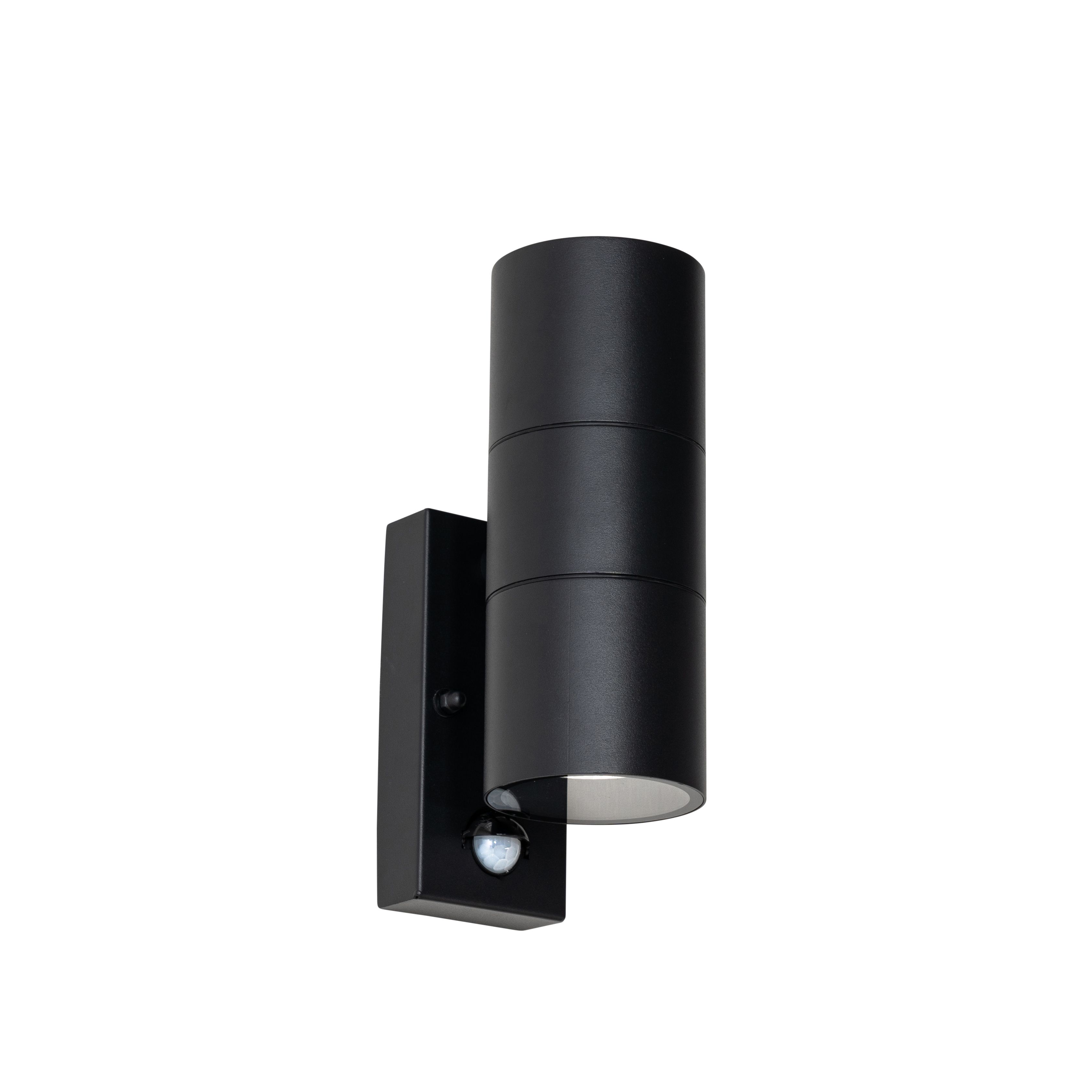 Buitenwandlamp zwart 2-lichts AR70 met bewegingssensor - Duo