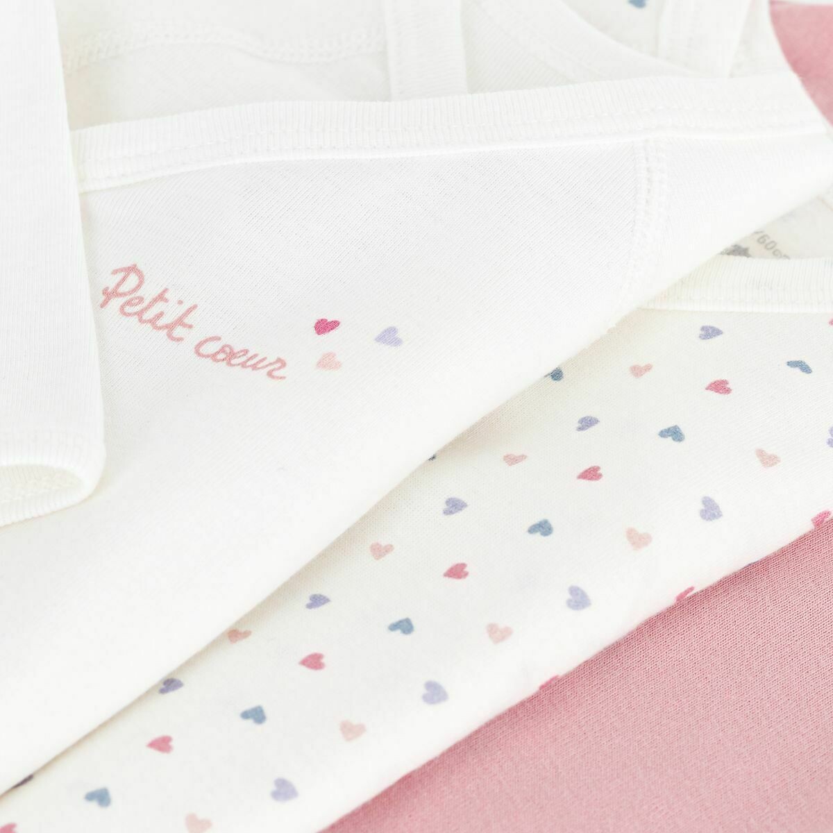 PETIT BATEAU<br>Conjunto de 3 macacões de manga comprida com decote transpassado
