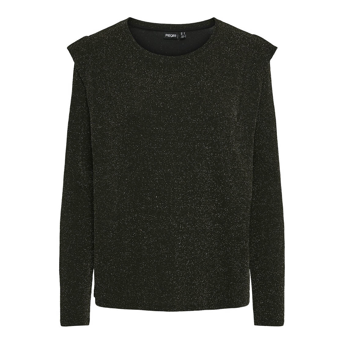 PEÇAS<br>Camiseta em malha brilhante, gola redonda