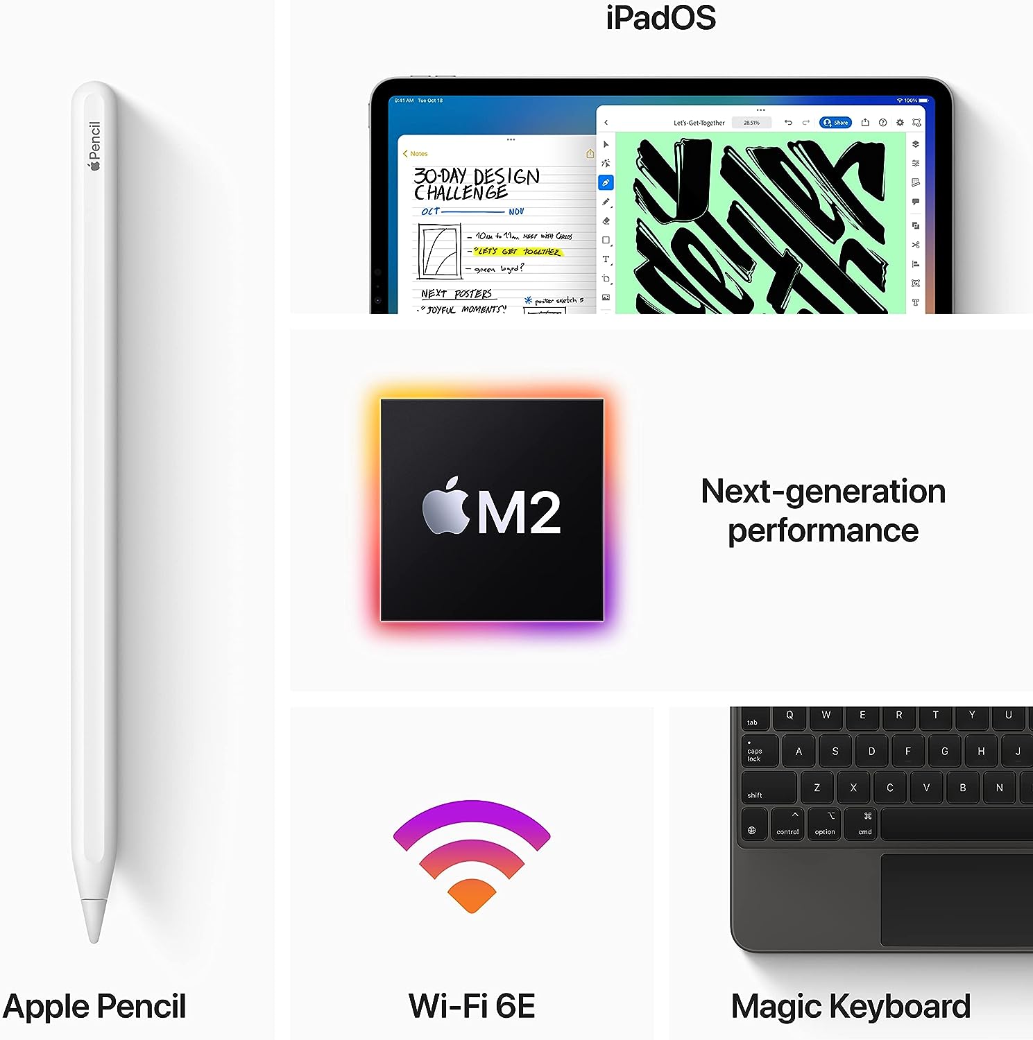 Apple iPad Pro de 11 polegadas (4ª geração): com chip M2, tela Liquid Retina, Wi-Fi 6e, câmeras frontal de 12 MP e traseira de 12 MP e 10 MP, Face ID, bateria para o dia todo – Prateado