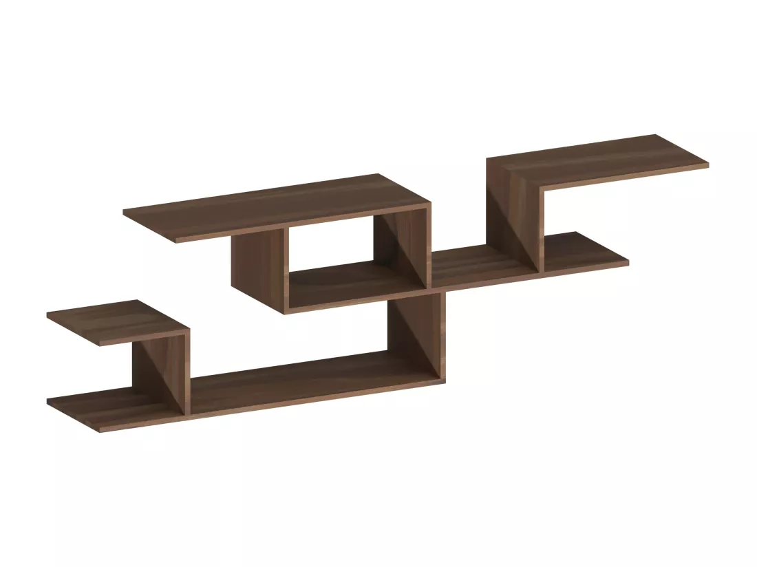Daniel - Etagère murale en bois mélaminé 218x30xH62 cm, couleur brun