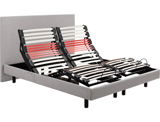EPEDA - Sommier Electrique 2 x 80 x 200 Horizon Relax 1620D + Tête de lit gris clair
