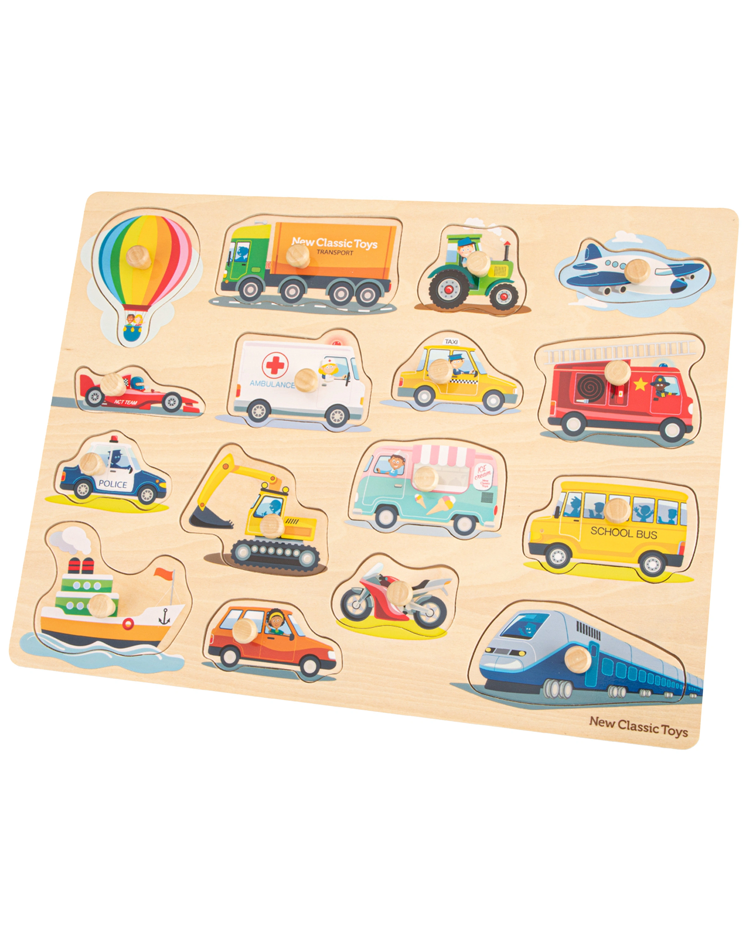 Steckpuzzle FAHRZEUGE 16-teilig aus Holz