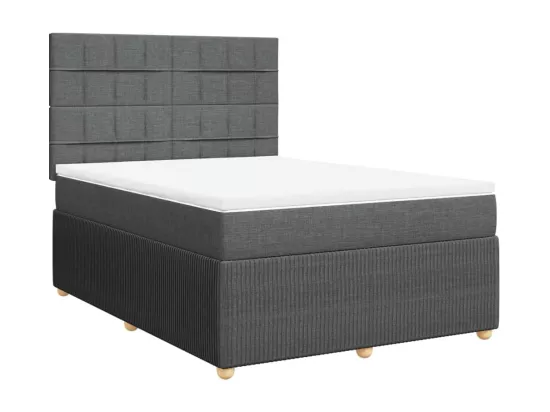 Sommier à lattes de lit avec matelas Gris foncé 160x200cm Tissu