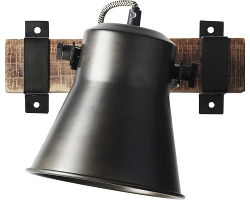 Wandspot, 1-lichts, 24 cm breed, bruin/zwart-staal