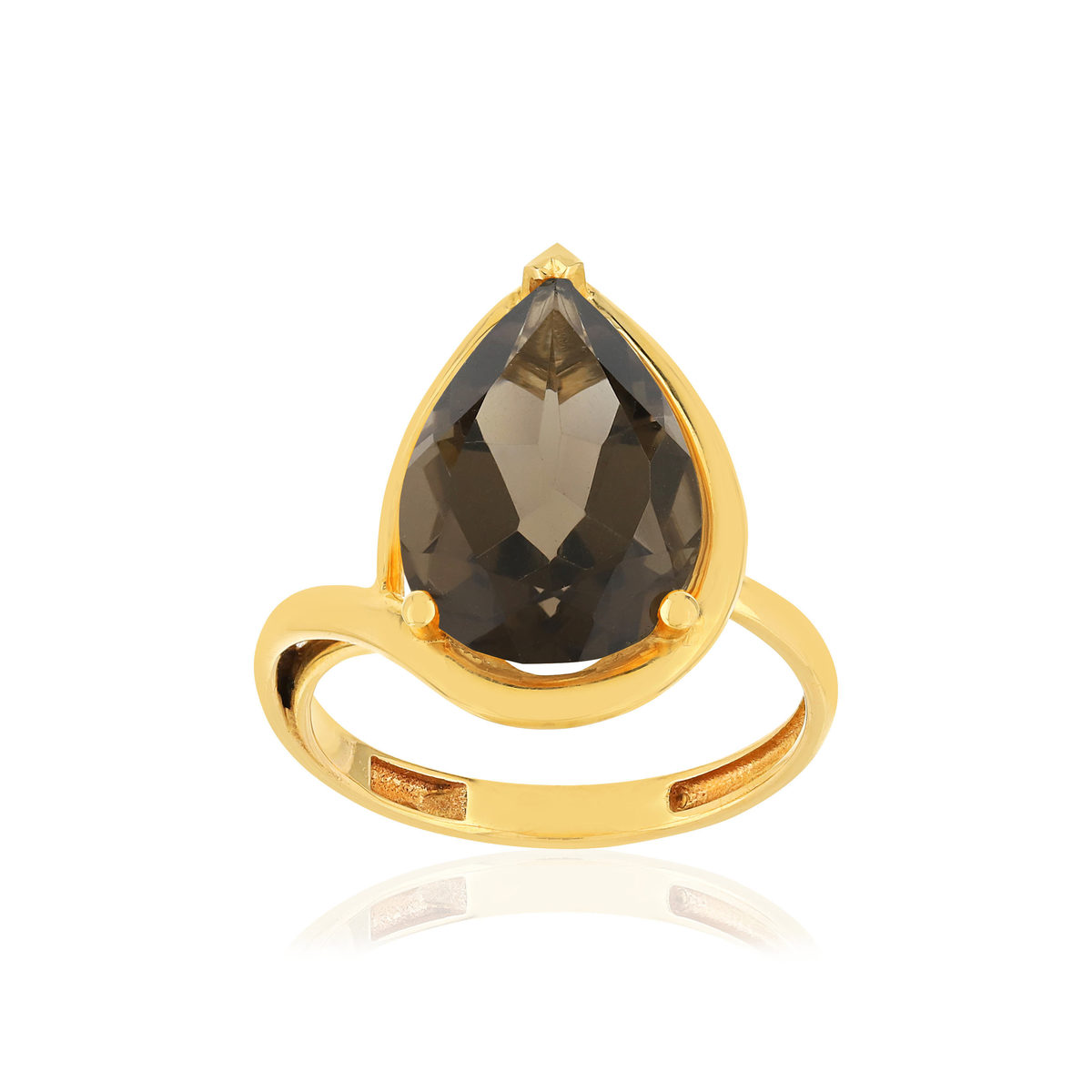 Bague or jaune 750, 1 quartz de 5,31 carats.