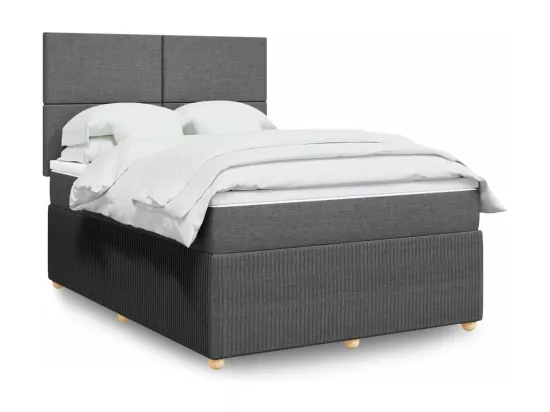 Sommier à lattes de lit avec matelas Gris foncé 140x190cm Tissu