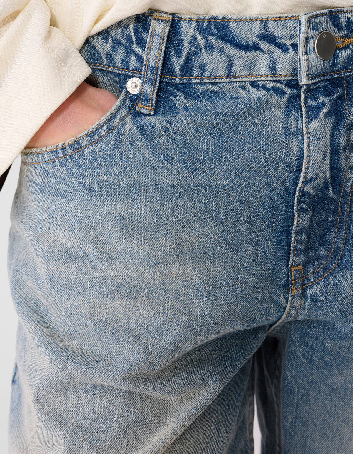 Mid Waist Wide Leg Fit Jeans Blauw