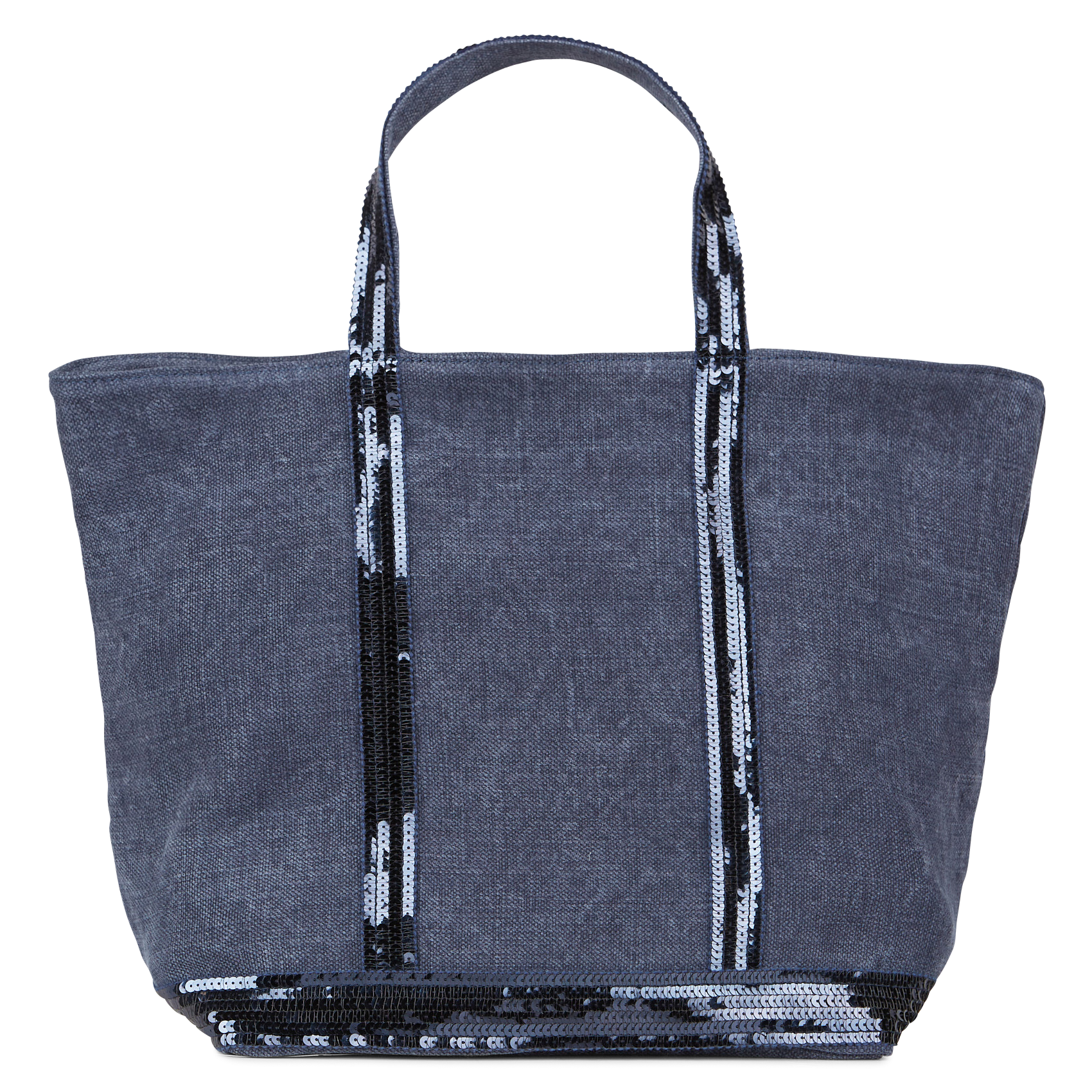 Cabas M brodé avec sequins en lin | Jean brut