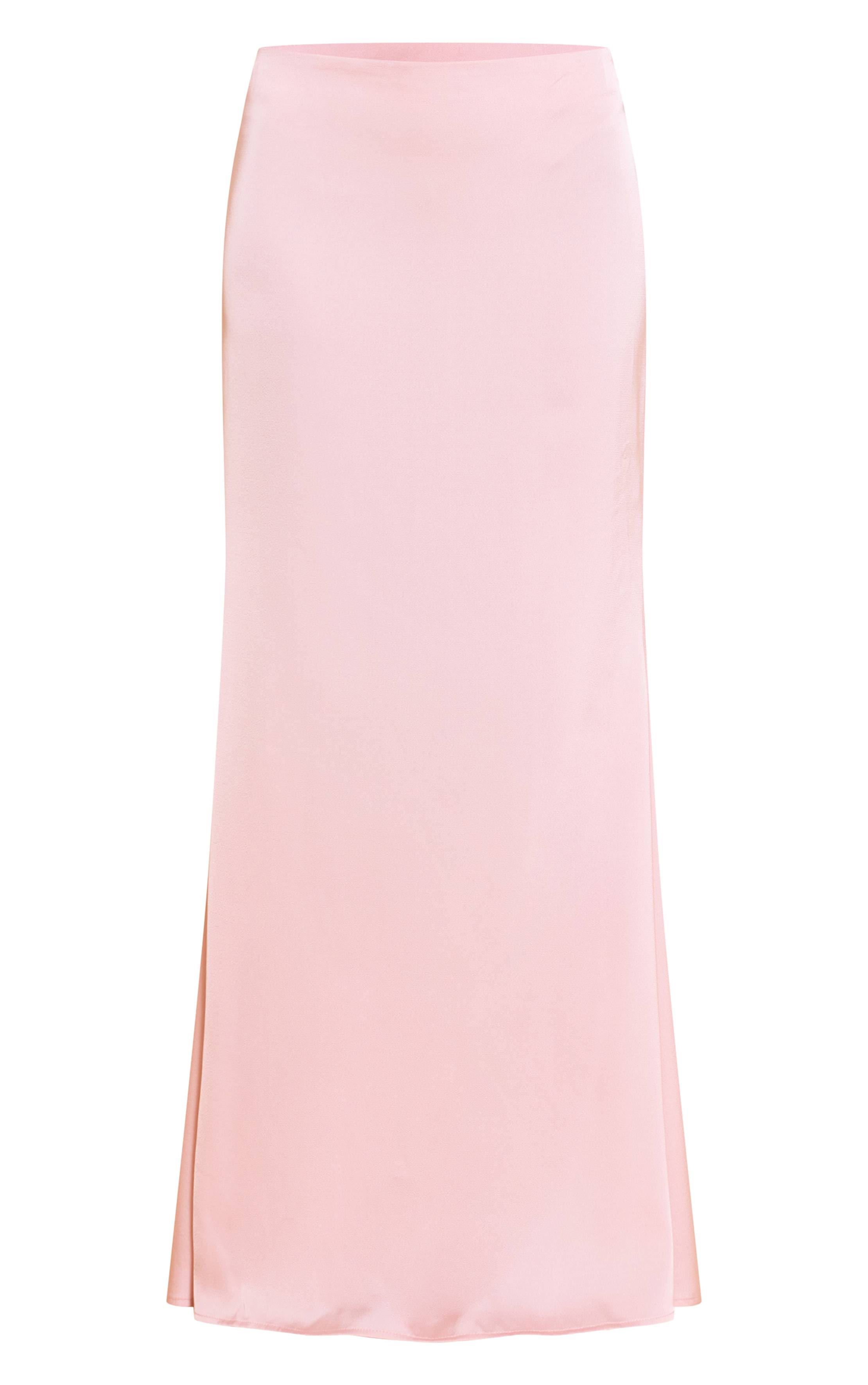 Rose Jupe Longue Fluide En Satin