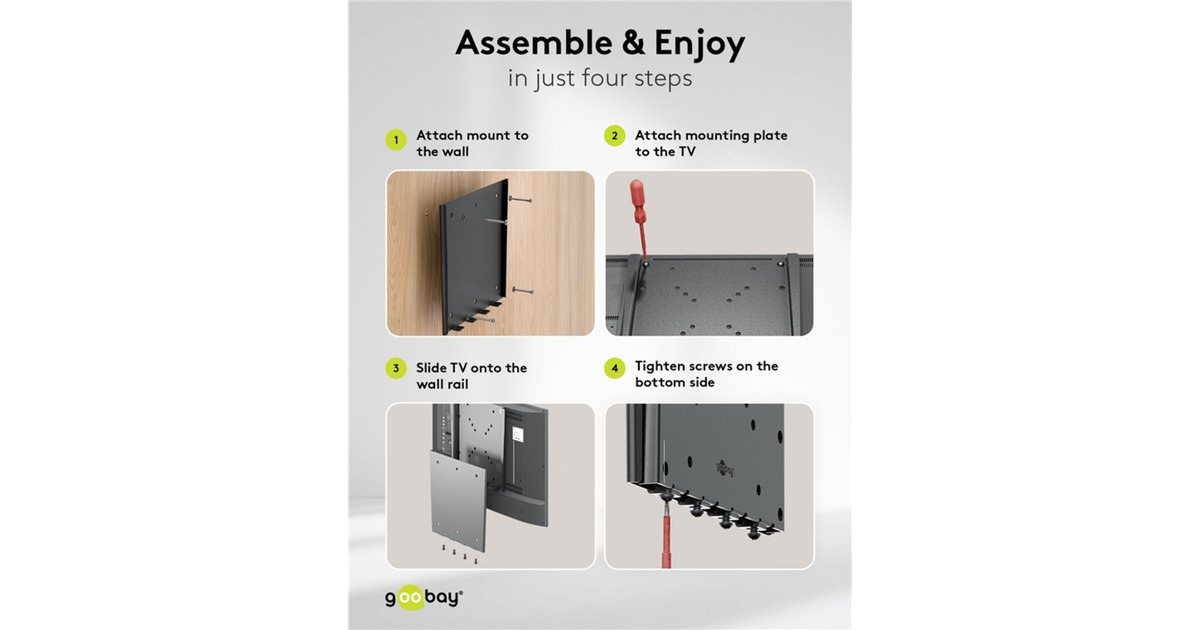 goobayTV Wall Mount Caravan FIXED (S), 13 to 27 inch wandmontage   (Zwart)