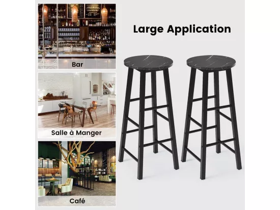 Tabourets de bar lot de 2, chaise de bar industrielle avec repose-pieds (noir)