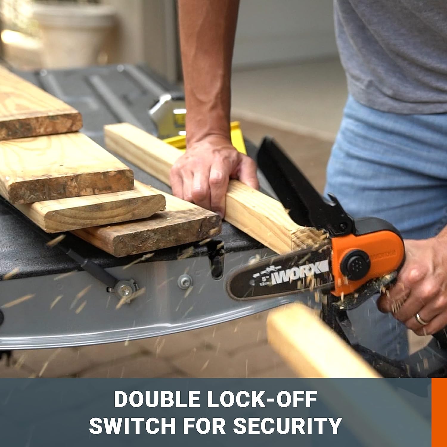 WORX Akku Mini Kettensäge 18V(MAX 20V) WG324E.1, PowerShare, 12 cm Führungsschiene, vibrationsarm, leicht und tragbar, Verlängerungsstange, 1 Akku und 1 Ladegerät im Lieferumfang enthalten