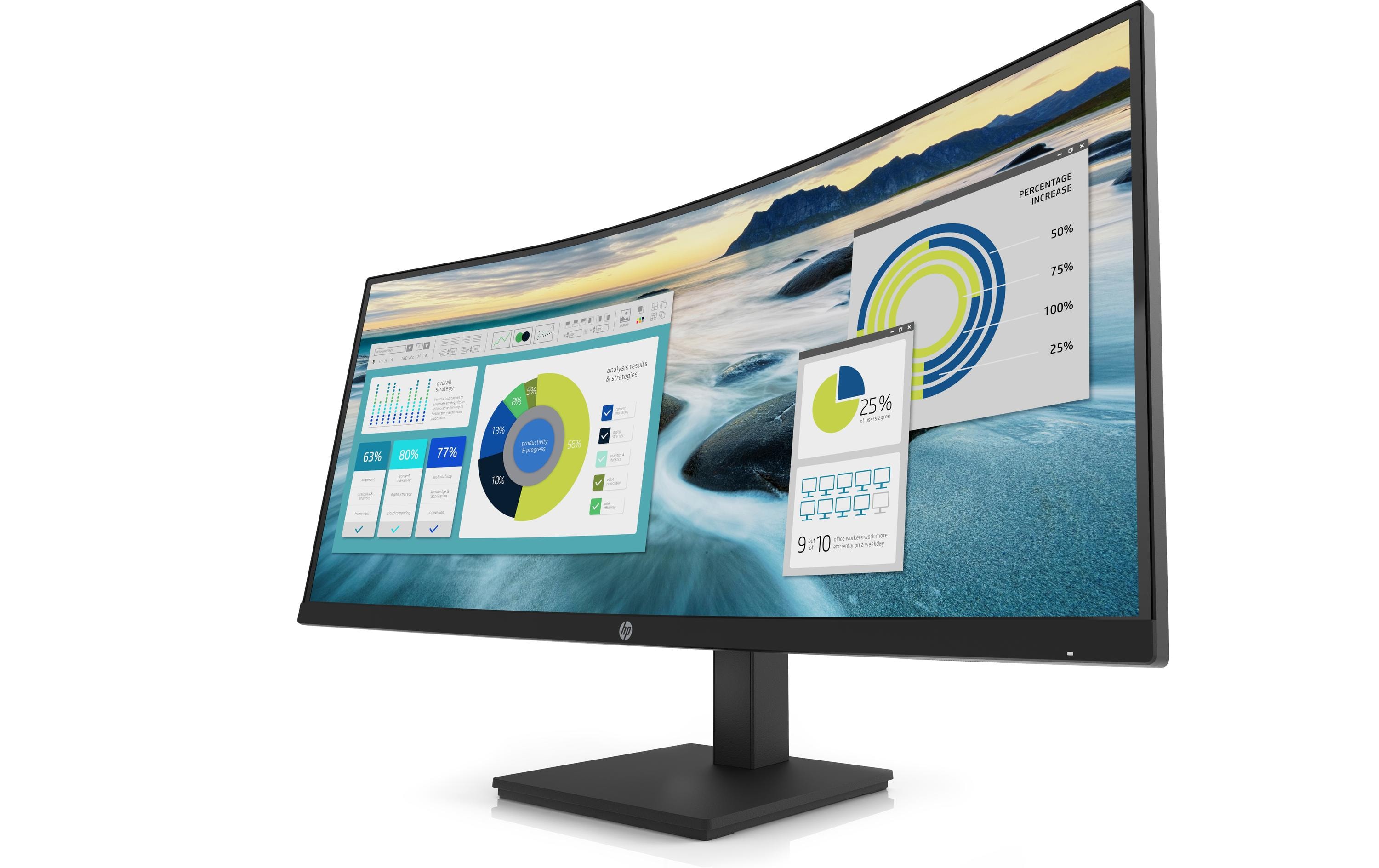 Monitor P34hc G4 21Y56AA<br>Gekrümmter 34-Zoll-Bildschirm mit QHD-Auflösung, eingebauten Lautsprechern sowie USB-Hub und USB-C-Anschluss